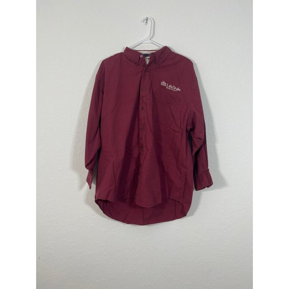 Life Style Realty Group Size XL Maroon Long Sleeve Button Down Collar Shirt